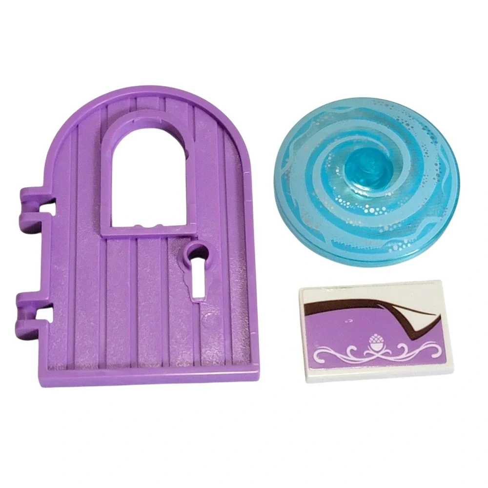 LEGO Elves Lot 9 Pc Purple Door Blue Portal Decorated Tiles Forest Elements